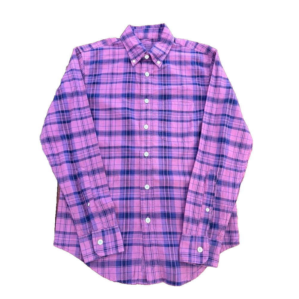 Abercrombie & Fitch Women Sz XS Flannel button up plaid shirt Purple multi Prep